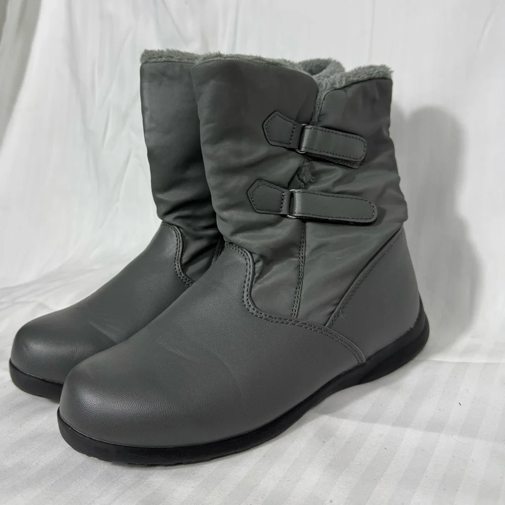 TOTES Waterproof Weather Boots Insulated Faux Fur Lined Gray Women's Size7.5